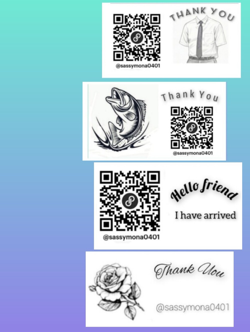 QR Thank You Closet Stickers 2x4 50 Custom Handcrafted Your Choice Design - Picture 4 of 10